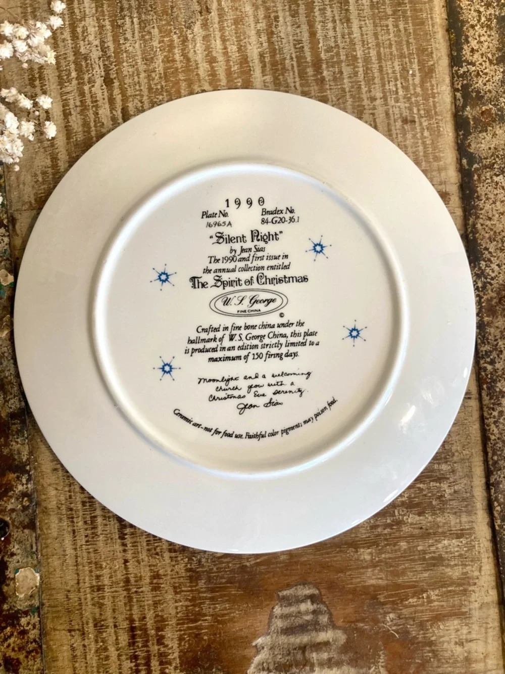 1990 “Silent Night” WL George Winter Wonderland Decorative Plate Not For Food